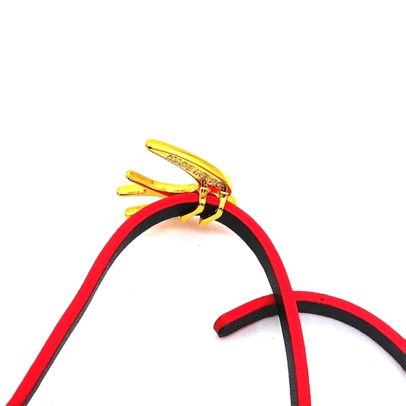 Alexander McQueen Red Adjustable Double wrap leather bracelet - Picture 4 of 5